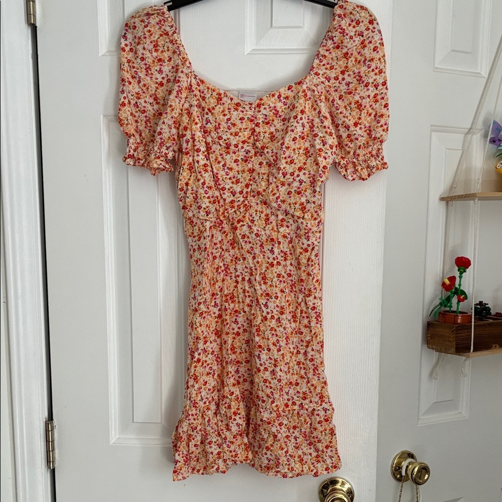 No Boundaries Floral Mini Dress in Red and Orange
